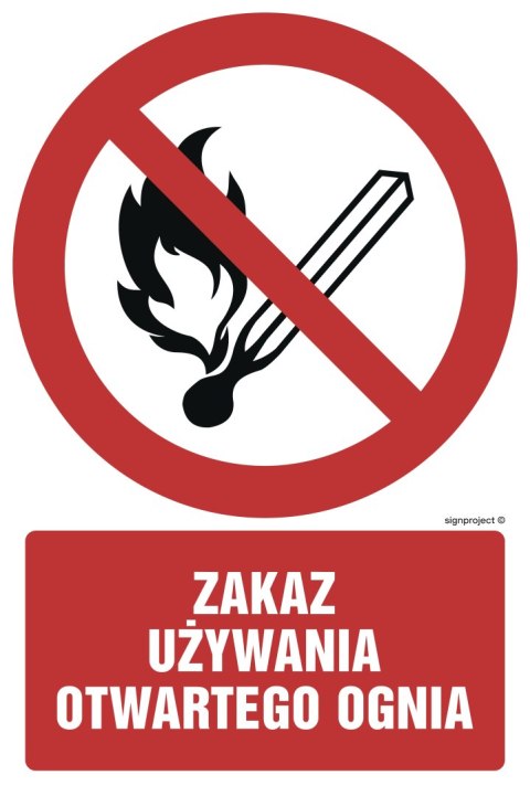 Znak GC037 Zakaz używania otwartego ognia, 200x300 mm, FN - Folia samoprzylepna