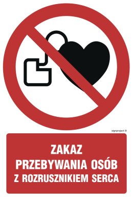 Znak GC039 Zakaz przebywania osób z rozrusznikiem serca, 100x150 mm, TS - Płyta TD fotoluminescencyjna