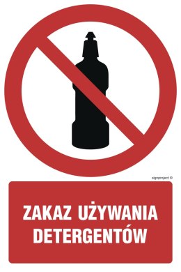 Znak GC041 Zakaz używania detergentów, 200x300 mm, FN - Folia samoprzylepna