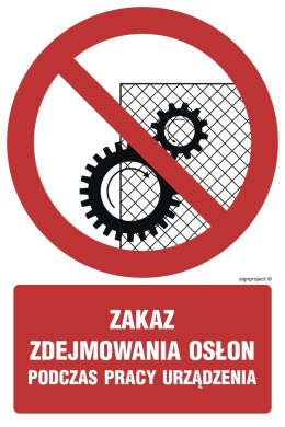 Znak GC044 Zakaz zdejmowania osłon podczas pracy urządzenia, 100x150 mm, TS - Płyta TD fotoluminescencyjna