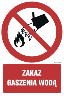 Znak GC090 Zakaz gaszenia wodą, 250x375 mm, FN - Folia samoprzylepna