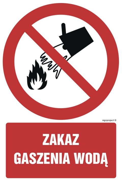 Znak GC090 Zakaz gaszenia wodą, 250x375 mm, PS - Płyta 1 mm fotoluminescencyjna