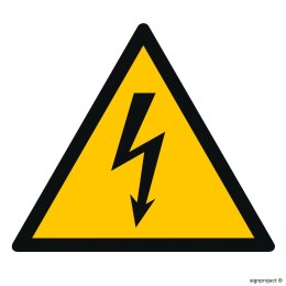 Znak GD012 Ostrzeżenie przed napięciem elektrycznym, 350x350 mm, PS - Płyta 1 mm fotoluminescencyjna