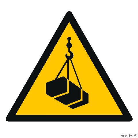 Znak GD015 Ostrzeżenie przed wiszącym ciężarem (wiszącymi przedmiotami), 200x200 mm, TS - Płyta TD fotoluminescencyjna