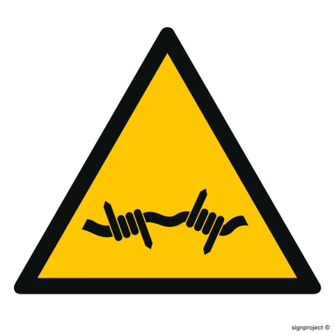 Znak GD033 Ostrzeżenie przed drutem kolczastym, 100x100 mm, TS - Płyta TD fotoluminescencyjna
