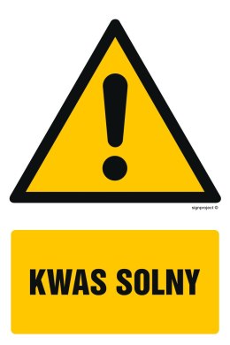 Znak GF053 Kwas solny, 250x375 mm, PS - Płyta 1 mm fotoluminescencyjna