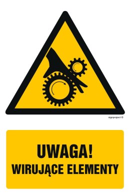 Znak GF056 Uwaga wirujące elementy, 200x300 mm, PS - Płyta 1 mm fotoluminescencyjna