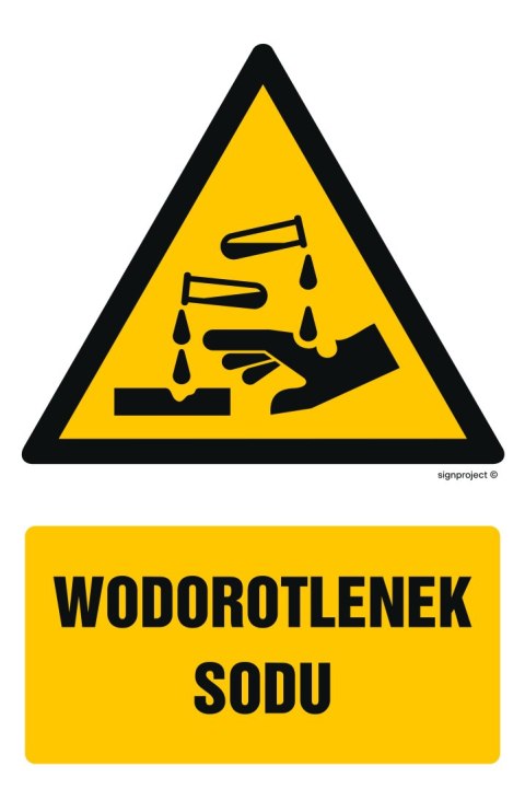 Znak GF061 Wodorotlenek sodu, 250x375 mm, FN - Folia samoprzylepna