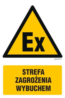 Znak GF064 Strefa zagrożenia wybuchem, 100x150 mm, FN - Folia samoprzylepna