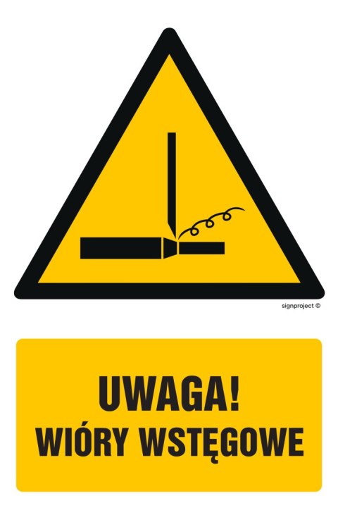 Znak GF067 Uwaga! Wióry wstęgowe, 200x300 mm, PS - Płyta 1 mm fotoluminescencyjna