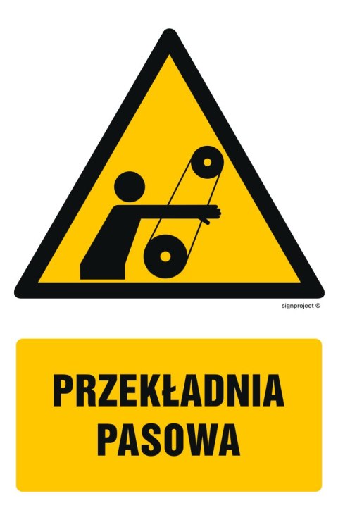 Znak GF068 Przekładnia pasowa, 250x375 mm, FN - Folia samoprzylepna