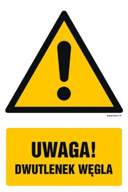 Znak GF076 Uwaga! Dwutlenek węgla, 100x150 mm, PS - Płyta 1 mm fotoluminescencyjna