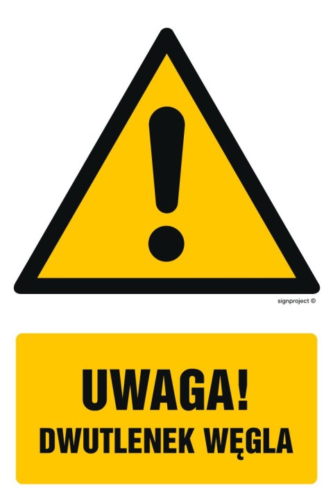 Znak GF076 Uwaga! Dwutlenek węgla, 250x375 mm, FN - Folia samoprzylepna