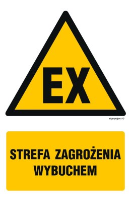 Znak GF080 Uwaga! Niebezpieczeństwo wybuchu Materiały wybuchowe, 300x450 mm, TS - Płyta TD fotoluminescencyjna