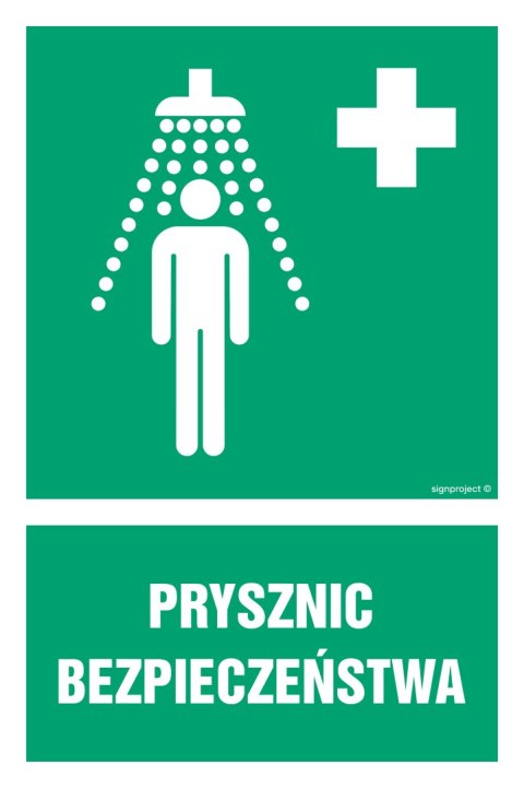 Znak GI002 Prysznic bezpieczeństwa, 250x375 mm, PN - Płyta 1 mm