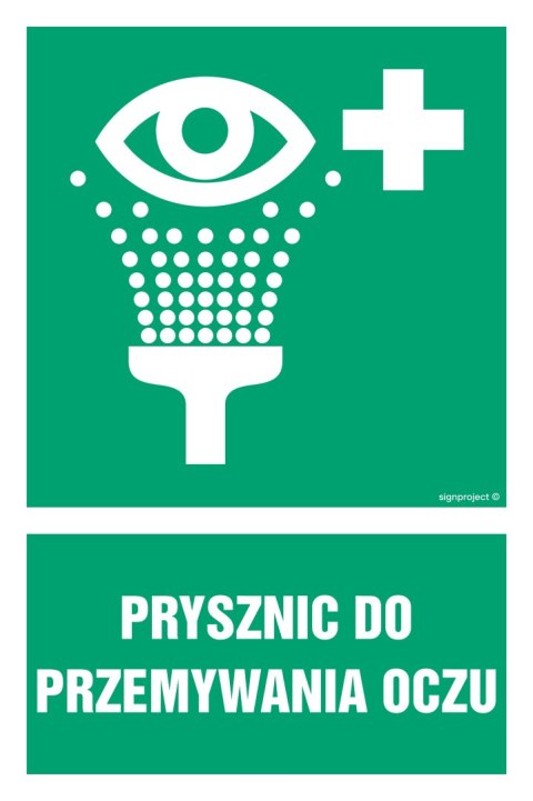 Znak GI003 Prysznic do przemywania oczu, 100x150 mm, PN - Płyta 1 mm