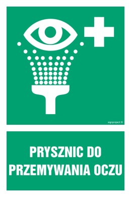 Znak GI003 Prysznic do przemywania oczu - opakowanie 10 sztuk, 50x75 mm, PN - Płyta 1 mm