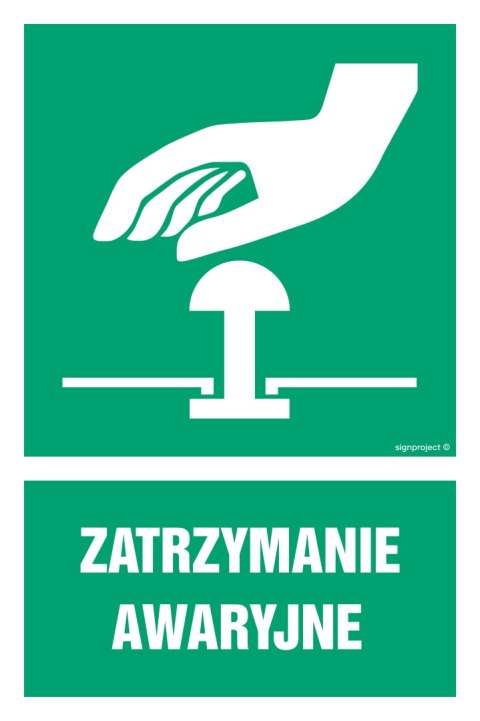 Znak GI005 Zatrzymanie awaryjne, 150x225 mm, PN - Płyta 1 mm