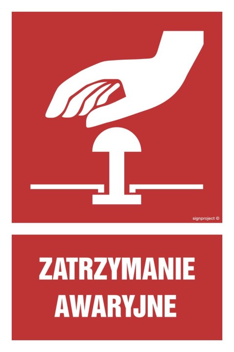 Znak GI012 Zatrzymanie awaryjne, 150x225 mm, PS - Płyta 1 mm fotoluminescencyjna