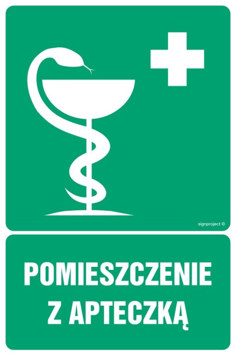 Znak GI013 Pomieszczenie z apteczką, 100x150 mm, TS - Płyta TD fotoluminescencyjna