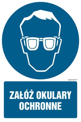 Znak GL003 Załóż okulary ochronne, 100x150 mm, FS - Folia samoprzylepna fotoluminescencyjna