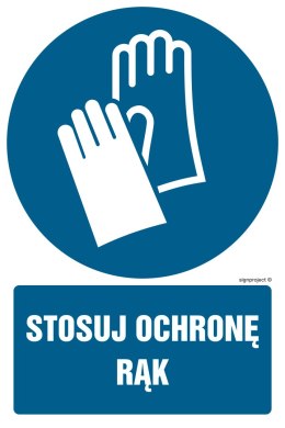 Znak GL008 Stosuj ochronę rąk, 250x375 mm, FN - Folia samoprzylepna