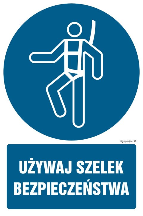 Znak GL011 Używaj szelek bezpieczeństwa, 250x375 mm, PS - Płyta 1 mm fotoluminescencyjna