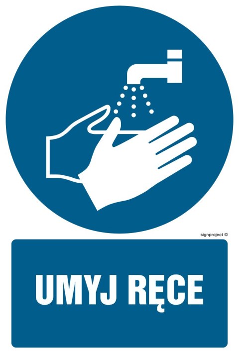 Znak GL012 Umyj ręce, 250x375 mm, PN - Płyta 1 mm