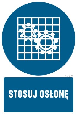 Znak GL015 Stosuj osłonę, 250x375 mm, FN - Folia samoprzylepna