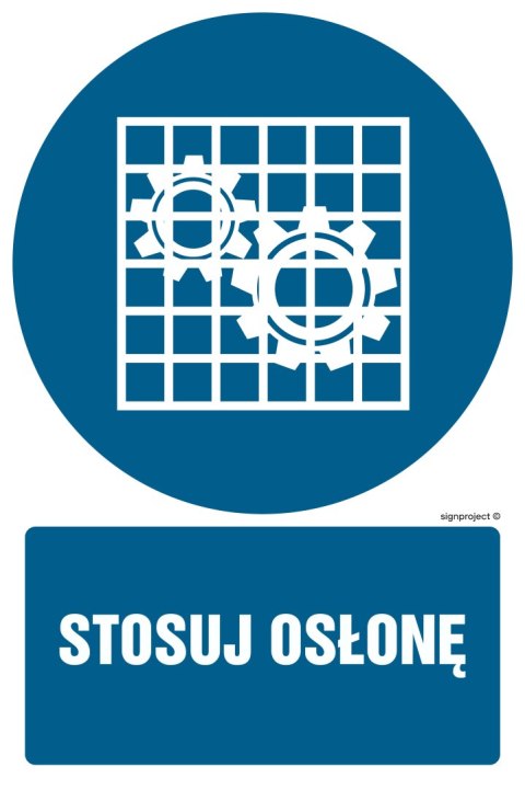 Znak GL015 Stosuj osłonę, 250x375 mm, PS - Płyta 1 mm fotoluminescencyjna