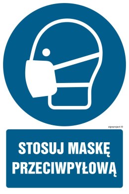 Znak GL018 Stosuj maskę przeciwpyłową, 150x225 mm, TS - Płyta TD fotoluminescencyjna