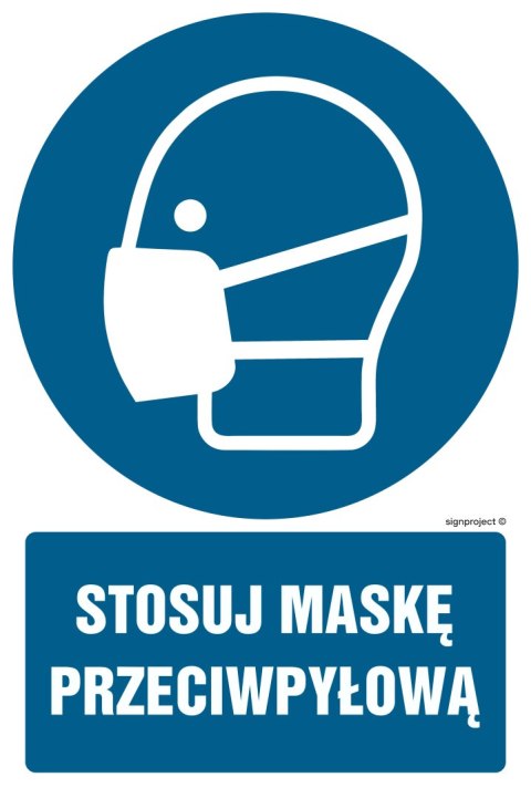 Znak GL018 Stosuj maskę przeciwpyłową, 350x525 mm, FN - Folia samoprzylepna