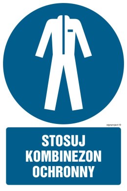 Znak GL021 Stosuj kombinezon ochronny, 250x375 mm, PS - Płyta 1 mm fotoluminescencyjna