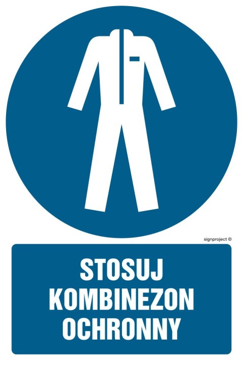 Znak GL021 Stosuj kombinezon ochronny, 250x375 mm, PS - Płyta 1 mm fotoluminescencyjna