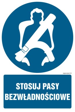 Znak GL024 Stosuj pasy bezwładnościowe, 250x375 mm, PN - Płyta 1 mm