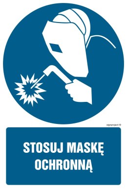 Znak GL027 Stosuj maskę ochronną, 100x150 mm, PS - Płyta 1 mm fotoluminescencyjna