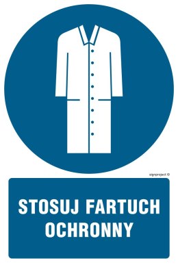 Znak GL028 Stosuj fartuch ochronny, 150x225 mm, PN - Płyta 1 mm