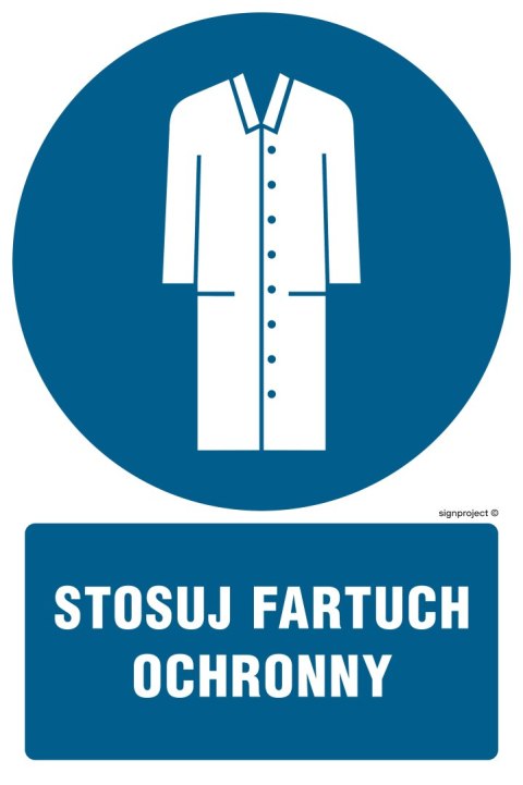 Znak GL028 Stosuj fartuch ochronny, 250x375 mm, PN - Płyta 1 mm