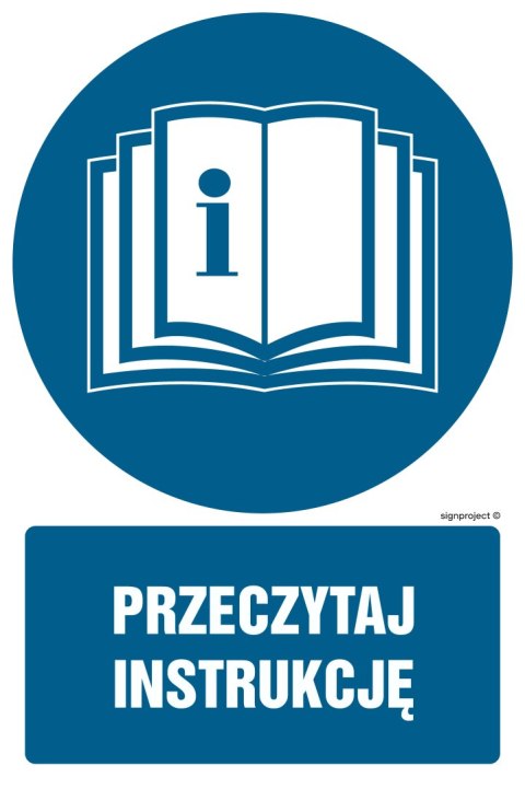 Znak GL031 Przeczytaj instrukcję - opakowanie 10 sztuk, 50x75 mm, PN - Płyta 1 mm