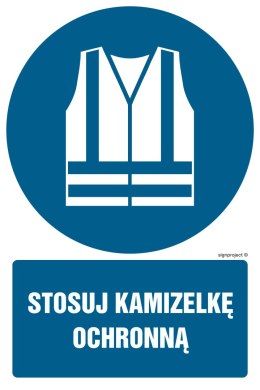 Znak GL032 Stosuj kamizelkę ochronną, 250x375 mm, FN - Folia samoprzylepna