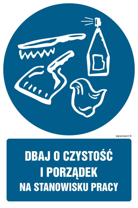 Znak GL035 Dbaj o czystość i porządek na stanowisku pracy, 500x750 mm, PS - Płyta 1 mm fotoluminescencyjna