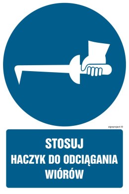 Znak GL036 Stosuj haczyk do odciągania wiórów, 100x150 mm, PN - Płyta 1 mm