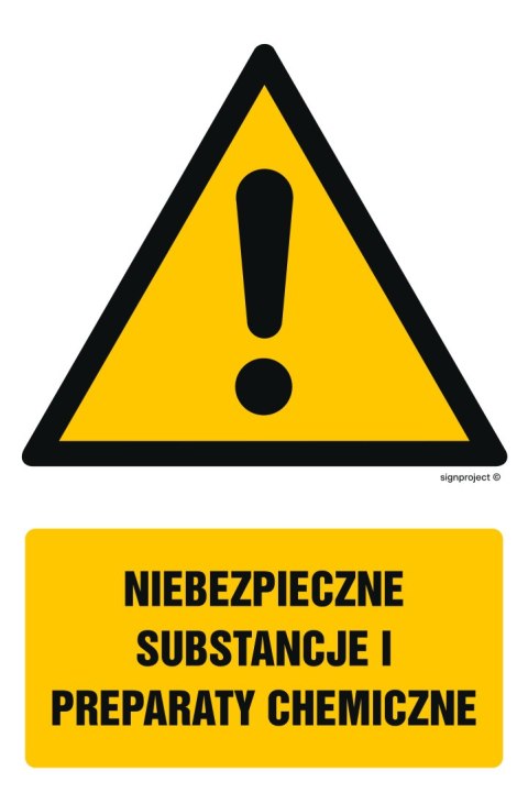 Znak GF041 Niebezpieczne substancje i preparaty chemiczne, 350x525 mm, PN - Płyta 1 mm