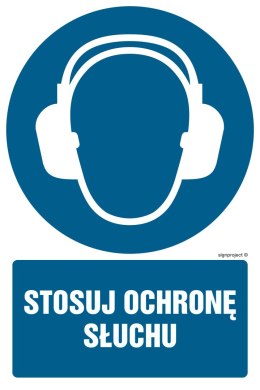 Znak GL005 Stosuj ochronę słuchu, 150x225 mm, PN - Płyta 1 mm