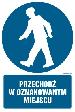 Znak GL013 Przechodź w oznakowanym miejscu, 300x450 mm, TS - Płyta TD fotoluminescencyjna