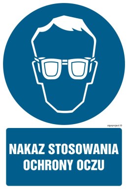 Znak GL042 Nakaz stosowania ochrony oczu, 100x150 mm, PN - Płyta 1 mm