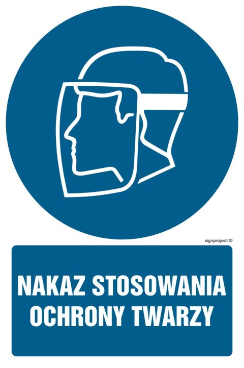 Znak GL043 Nakaz stosowania ochrony twarzy, 100x150 mm, PS - Płyta 1 mm fotoluminescencyjna