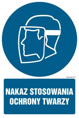 Znak GL043 Nakaz stosowania ochrony twarzy - opakowanie 10 sztuk, 50x75 mm, PN - Płyta 1 mm