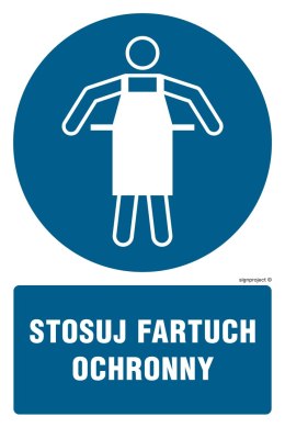 Znak GL048 Stosuj fartuch ochronny, 200x300 mm, PN - Płyta 1 mm