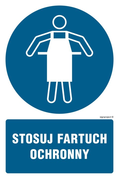 Znak GL048 Stosuj fartuch ochronny, 250x375 mm, PN - Płyta 1 mm